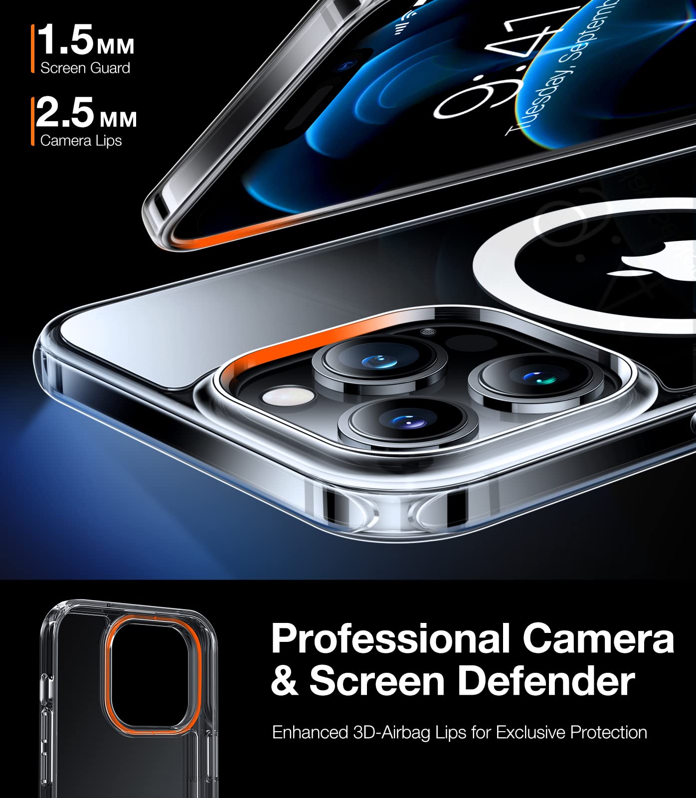 TORRAS iPhone 13/14 Series Diamond Clear Magnetic Case