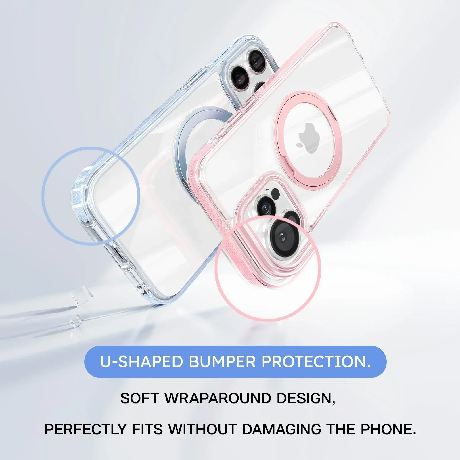 O2Light Crystal Clear case with 360° Rotated stand for iPhone 16 Series-TORRAS