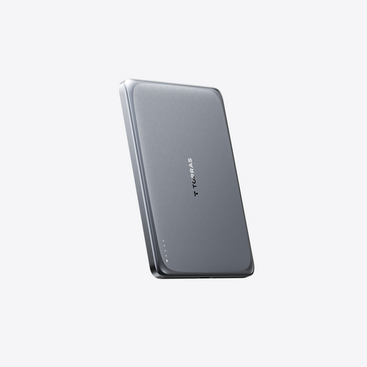 MiniMag Pro Power Bank 5k mAh - TORRAS MiniMag Pro 5k mAh power bank in sleek grey with LED indicators.
