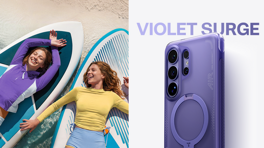 girl + purple VIOLET SURGE ring stand case close-up