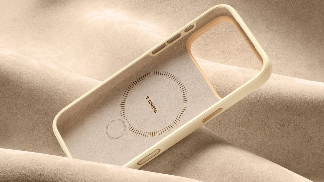 A close view of the magnetic ring on a beige soft-touch iPhone 18 Pro Max case