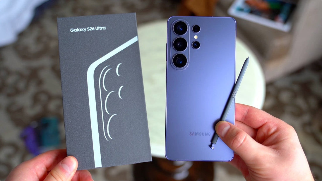 Samsung Galaxy S26 Ultra shown with S Pen and product card