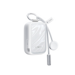 White PearlGo 10K power bank with attached cable and lanyard