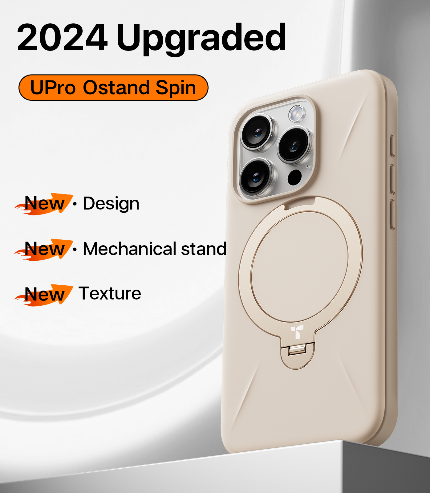 This iPhone 15 Pro max case features a new design, mechanical stand, and improved texture.-TORRAS