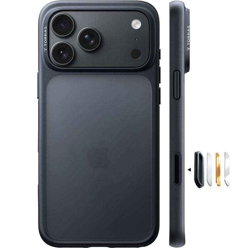 TORRAS case in graphite with swappable metal side buttons