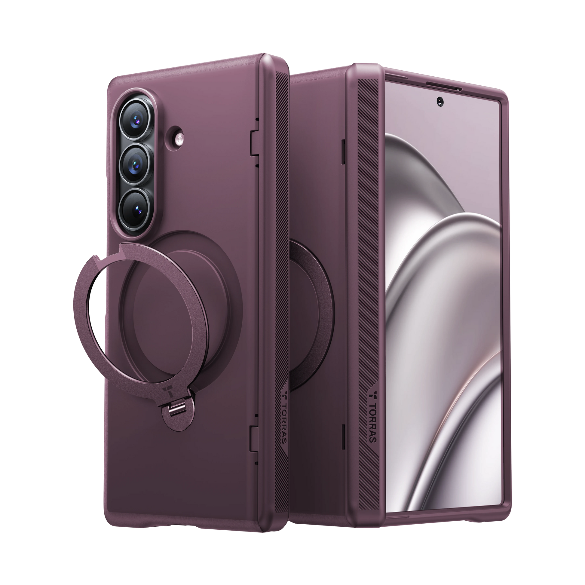 Purple Ostand Q3 Spin Galaxy Z Fold 8 case with ring stand