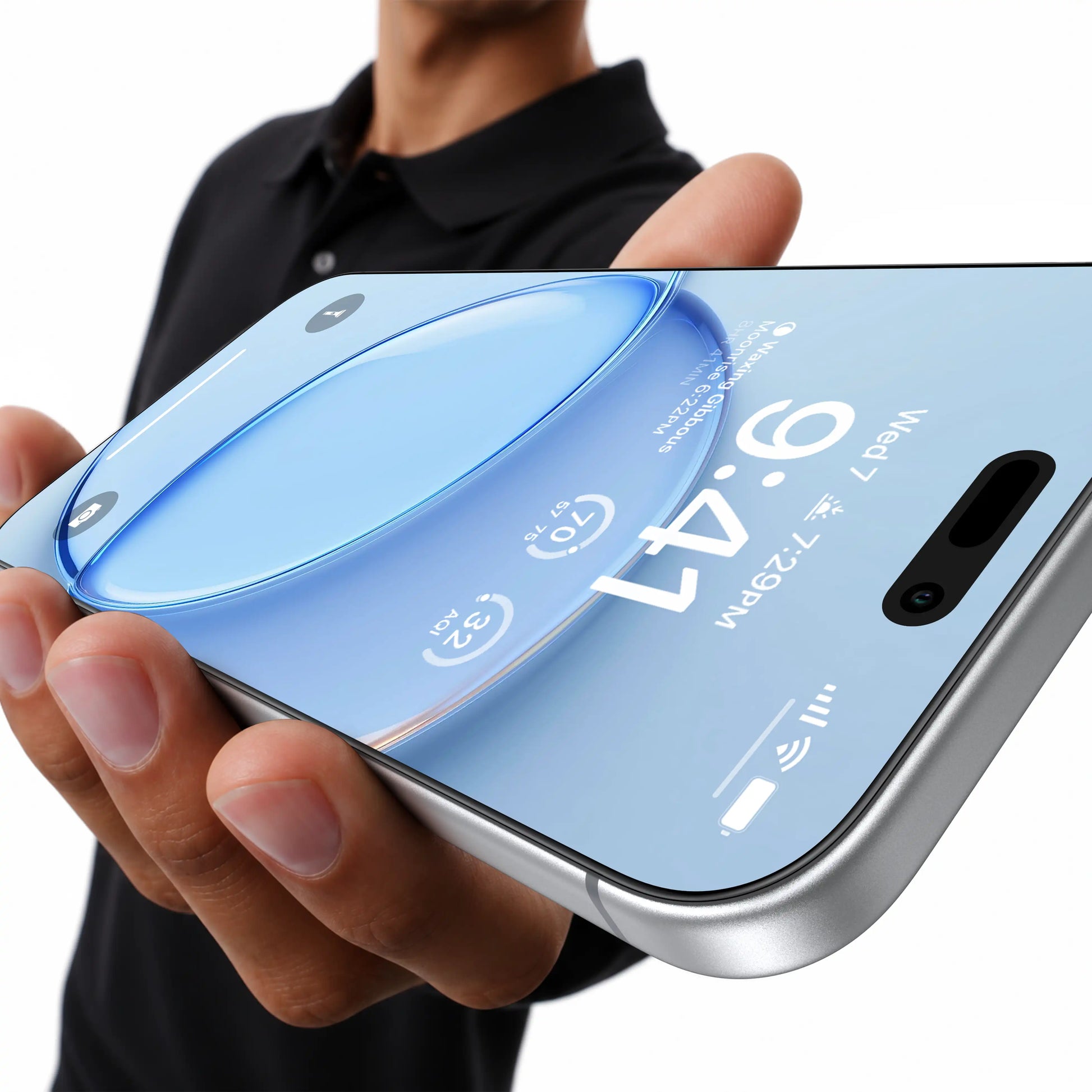 TORRAS HD Shield Screen Protector case for iPhone 18 Pro Max edge view in hand highlighting the 2.5D polished bezel