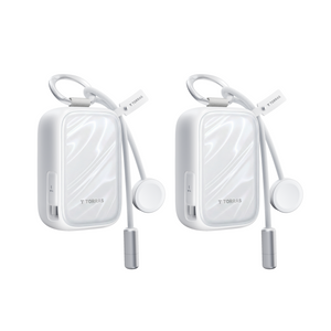TORRAS PearlGo 10k power bank in mint with wave texture and attached cable
