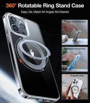 Coque Magsafe transparente Ostand R pour iPhone 13 Pro Max avec support rotatif à 360°