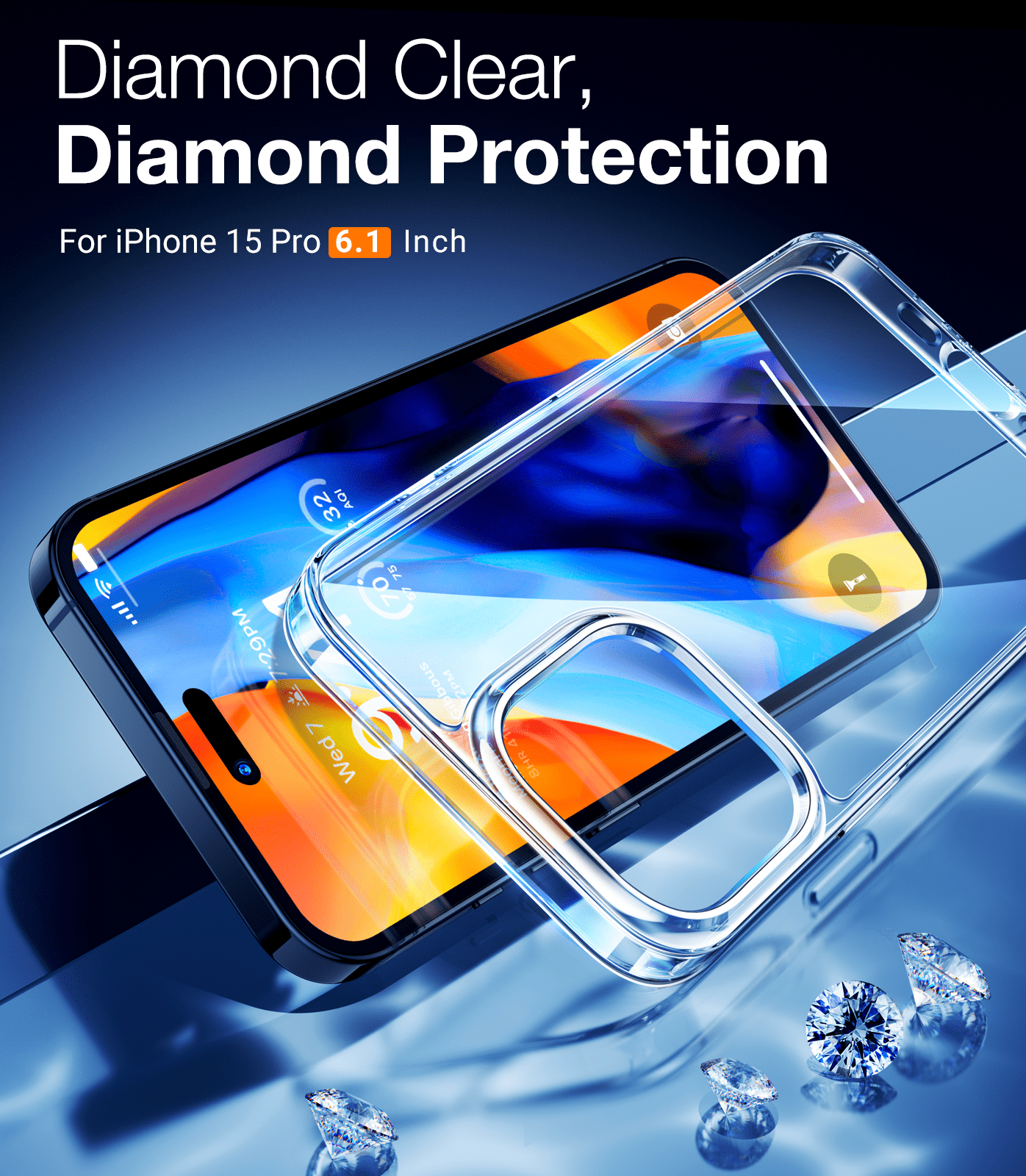 Clear Diamond Phone Case for iPhone 15 Series
