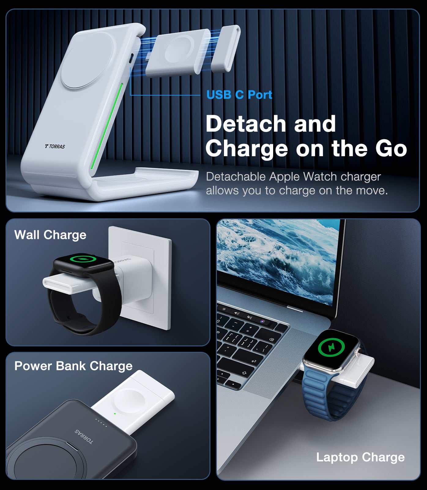 3 in 1 Charging Station with MagSafe Charger Stand