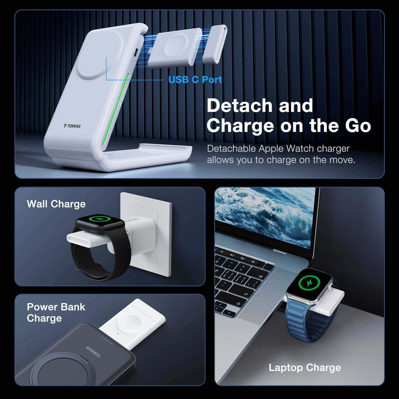 [US Only] Icestation 3 in 1 Charging Station with MagSafe Charger Stand-TORRAS