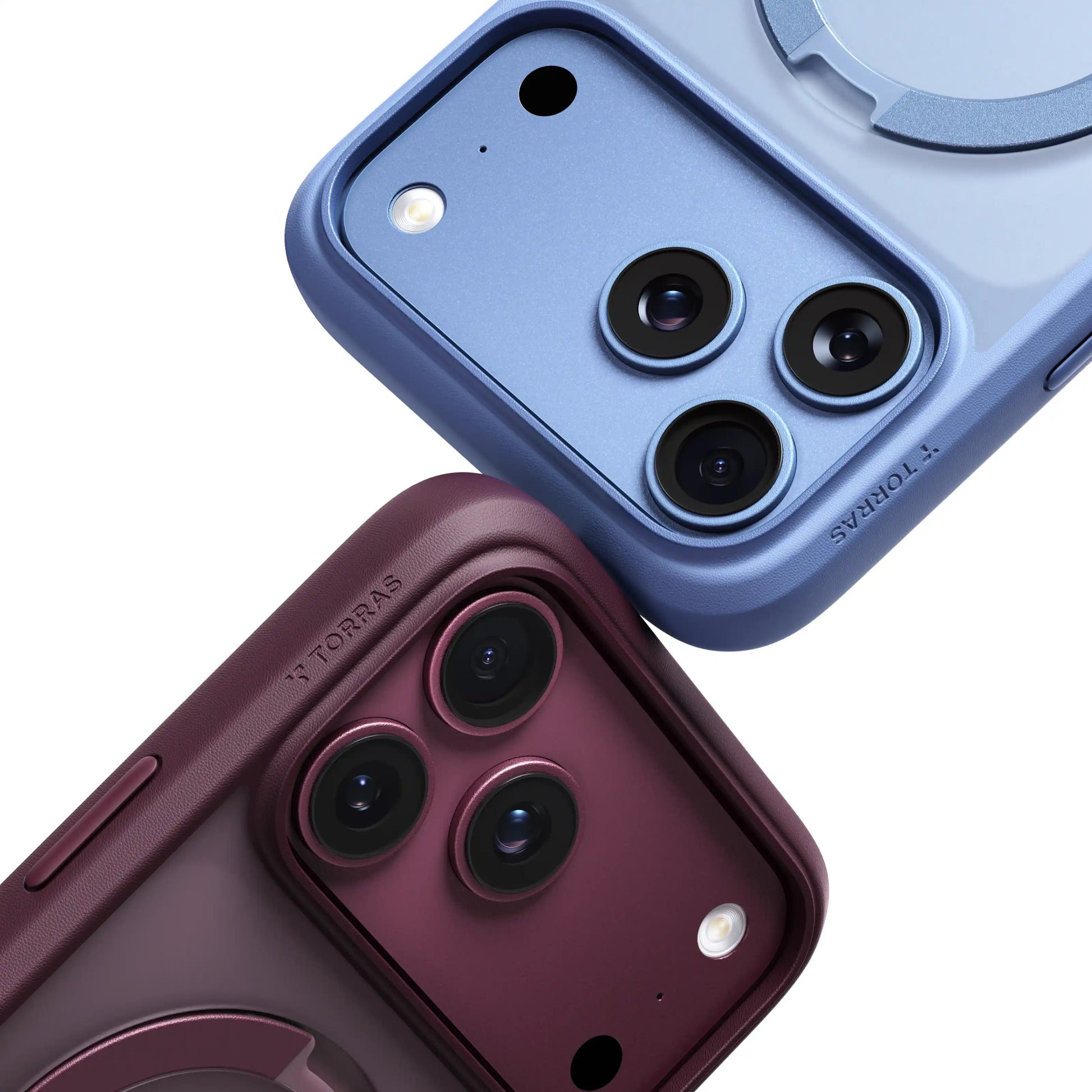 TORRAS Ostand Q3 Spin case for iPhone 18 Pro/Pro Max in side profile showing the raised ring housing