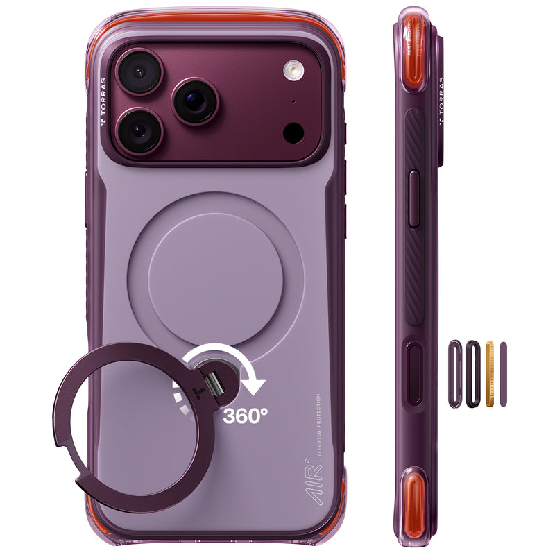 TORRAS Q3 Air case in lilac with a rotating ring stand