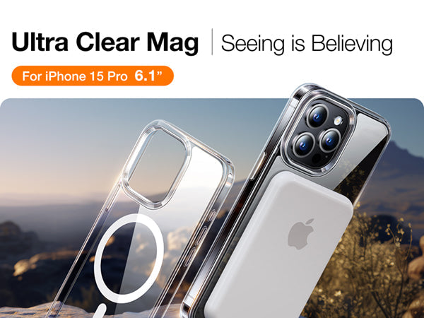 Magnetic Clear pour Iphone 15 Pro Max Ultra Case Magsafe avec protecteur d' objectif de caméra complet, étui anti-rayures pour Iphone 15 Pro Max 15  Ultra