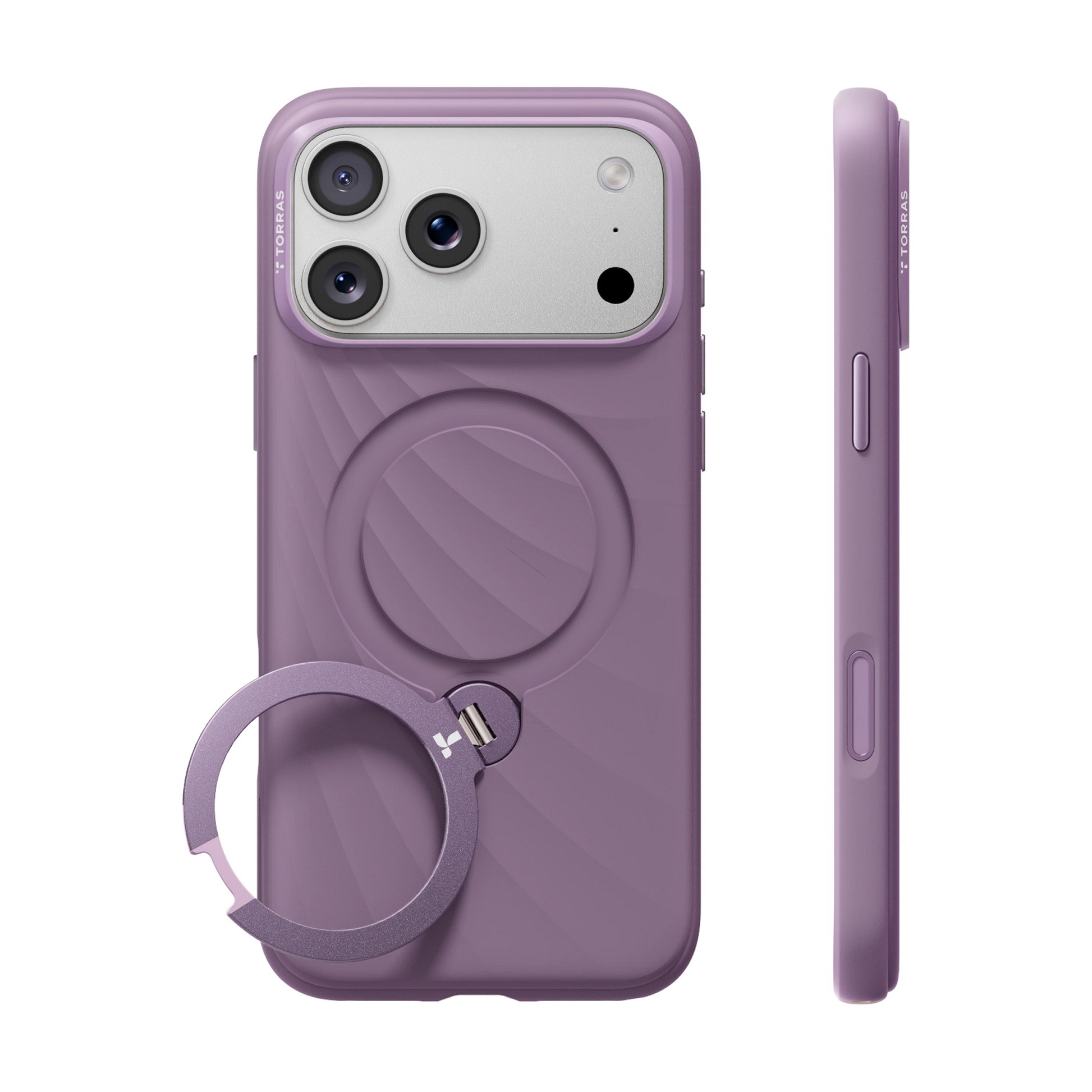TORRAS Ostand Q3 Silicone Wind Limited case for iPhone 18 Pro/Pro Max Q3 Silicone in lilac with a colour-matched ring