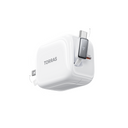 TORRAS white 40W retractable fast charger with USB-C cable and foldable plug.