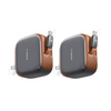 [US Plug] FlexLine Pro 60W Retractable Fast Charger – 2-Pack Bundle - Brown